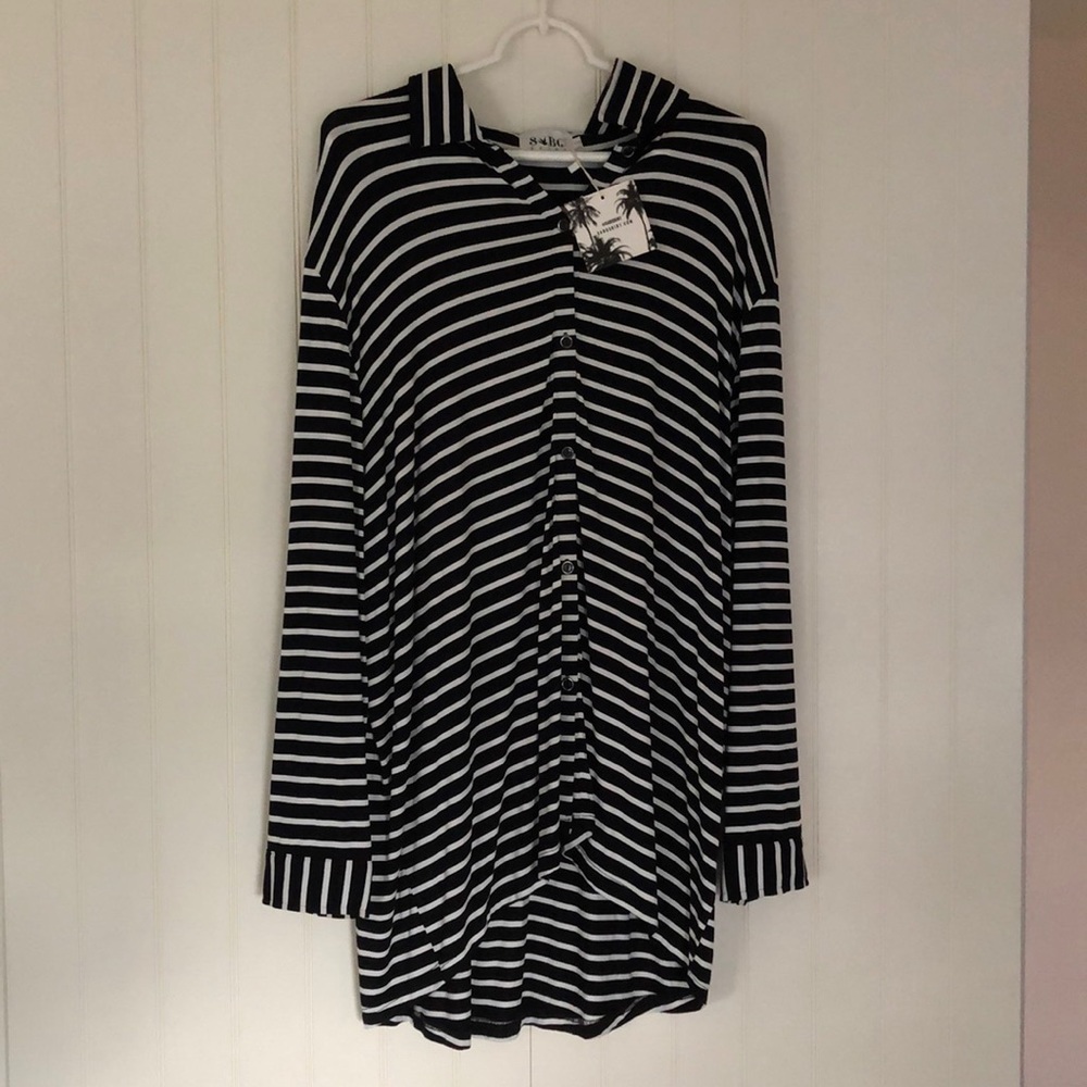 Black and white striped dress